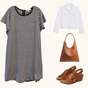 ✨ MICHAEL Michael KORS Black & White Dress  | Striped | Back Zipper